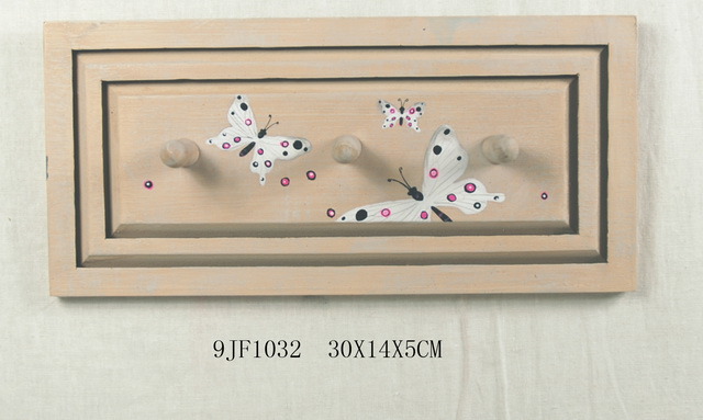 Wooden Butterfly Wall Decoration with Clothes Hanger