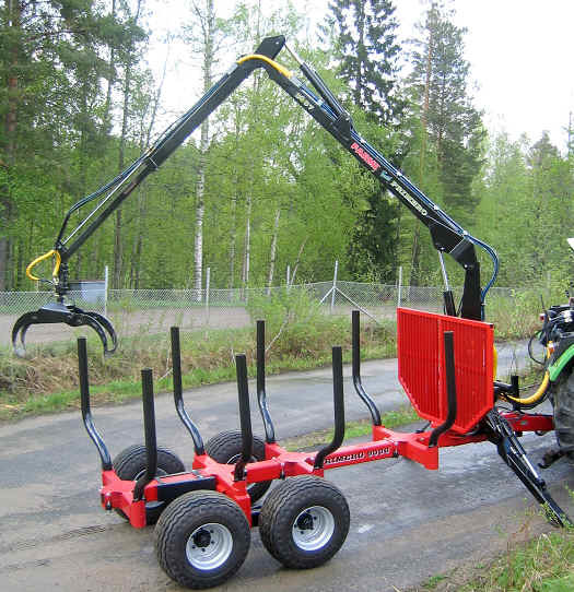 Grasping Timber Trailer With Crane