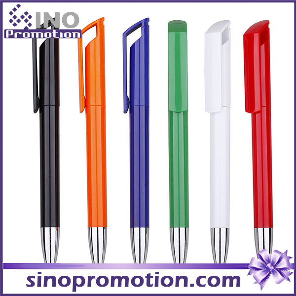 Long Clip Advertising Ball Pen Shining Plastic Ballpoint Ball Pen