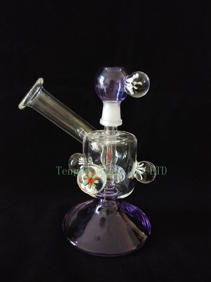 Purple Glass Smoking Pipe of Waterpipe with Polystyrol Box
