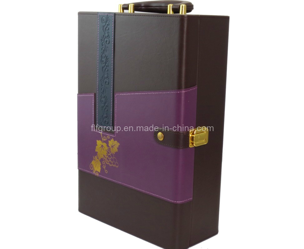 Fashionable Design Black Leather Wine Boxes (FG8034)