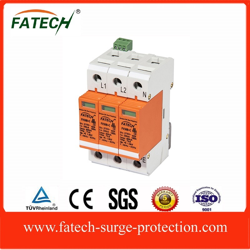 China 220V 60KA B+C Three Phase Surge Protector Device with Signal