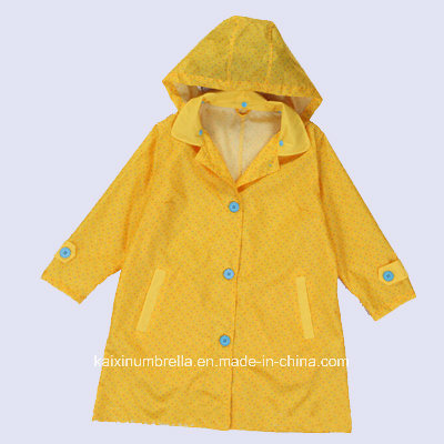 PU Coated Long Nylon Yellow Color Raincoat