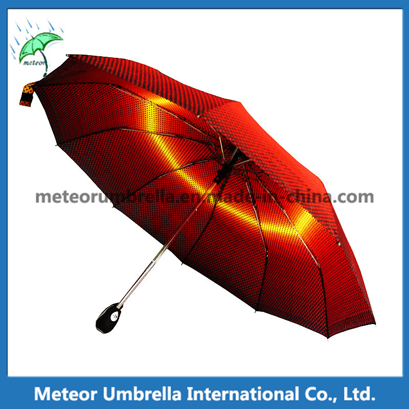 Fashion Yellow Plaid 3 Fold Gift Sun / Rain Compact Umbrella