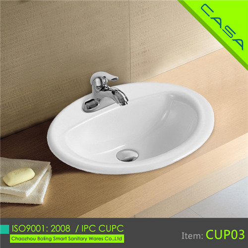 Handrinse Porcelain Wash Sink Drop in Ceramic Lavatory Countertop Basin