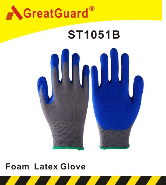 Breathable Foam Finish Latex Glove (ST1051B)