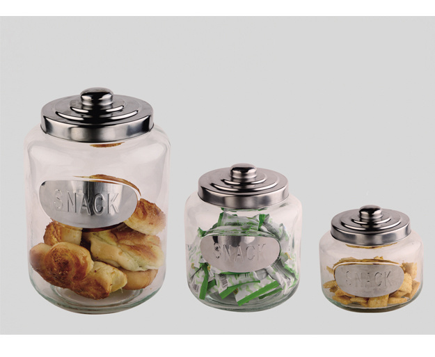 glass canister/jar with stainless steel coating EW1158