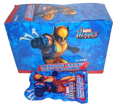 Marvel Heroes Popping Candy (5g) with Lollipop (10g) 15gx24pcsx12boxes