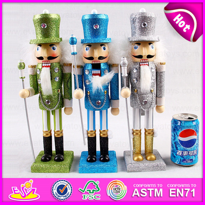 2015 Wooden Nutcracker Doll Toy for Kids, Colorful Cheap Sale Kids Wooden Doll, Promotional Wooden Doll Kids Christmas Toy W02A083