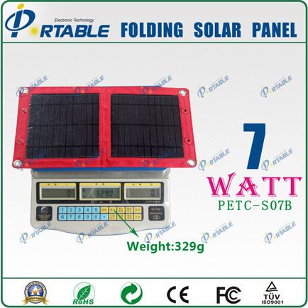 7W USB Portable Solar Power Charger, Solar Mobile Phone Charger (PETC-S07B)