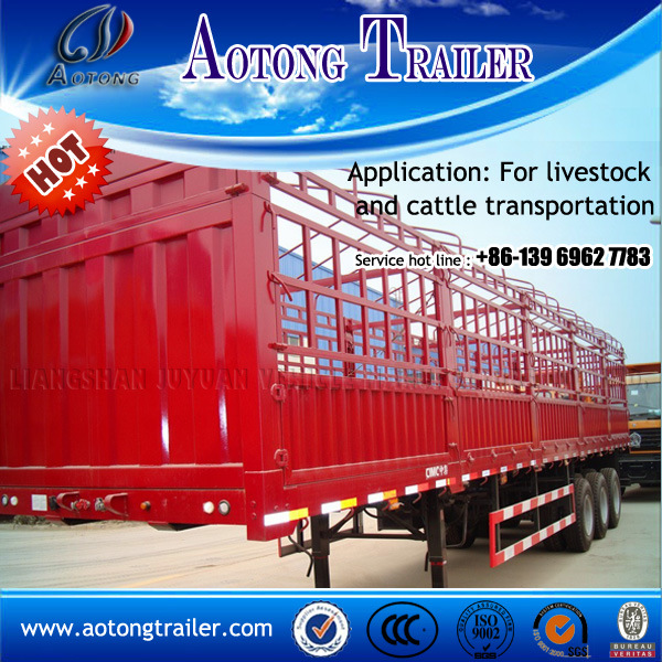 3 Axles Cargo Semi Trailer with Store House Bar Fence for Sale