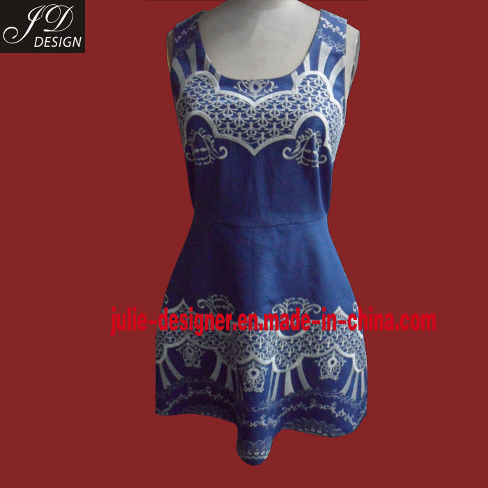 Denim Dress with Charming Embroidery