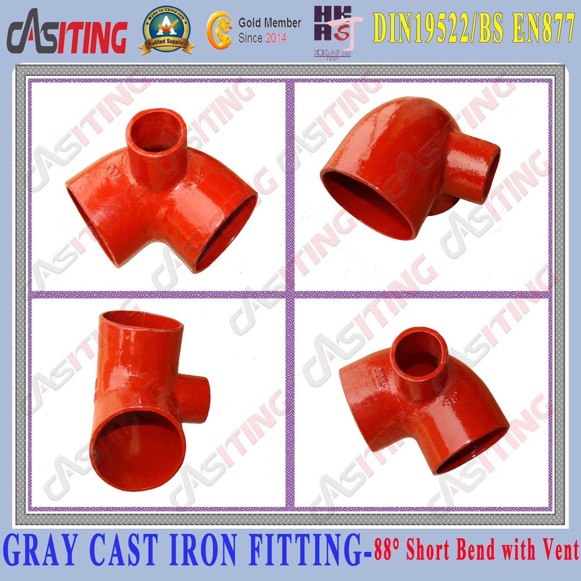SML EN877 Cast Iron Fitting-88DGR Short Bend with Vent
