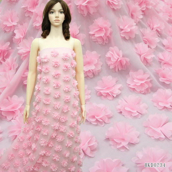 3D Chiffon Chemical Lace Embroidery Fabric Dress