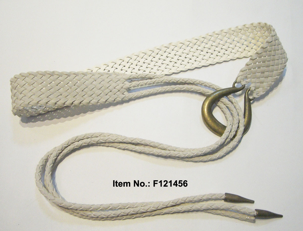 White Casual Style Weaving Belt