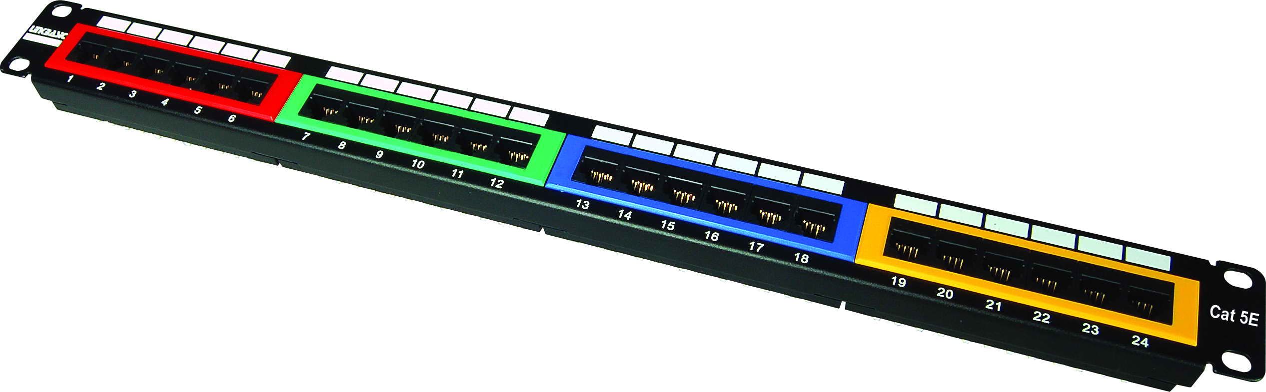 Patch Panel -Cat 5e 24-Port Patch Panel With Colors (IDC Style)