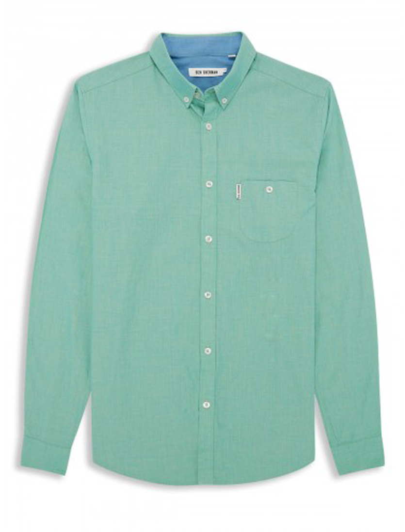 Men's Plain Dyed Denim Button Down Long Sleeve Shirt