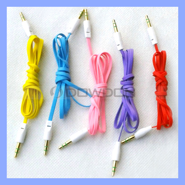 3.5mm Stereo Male to Male Flat Noodle Car Aux Cable for iPhone 6 5 5s iPod Audio Cable