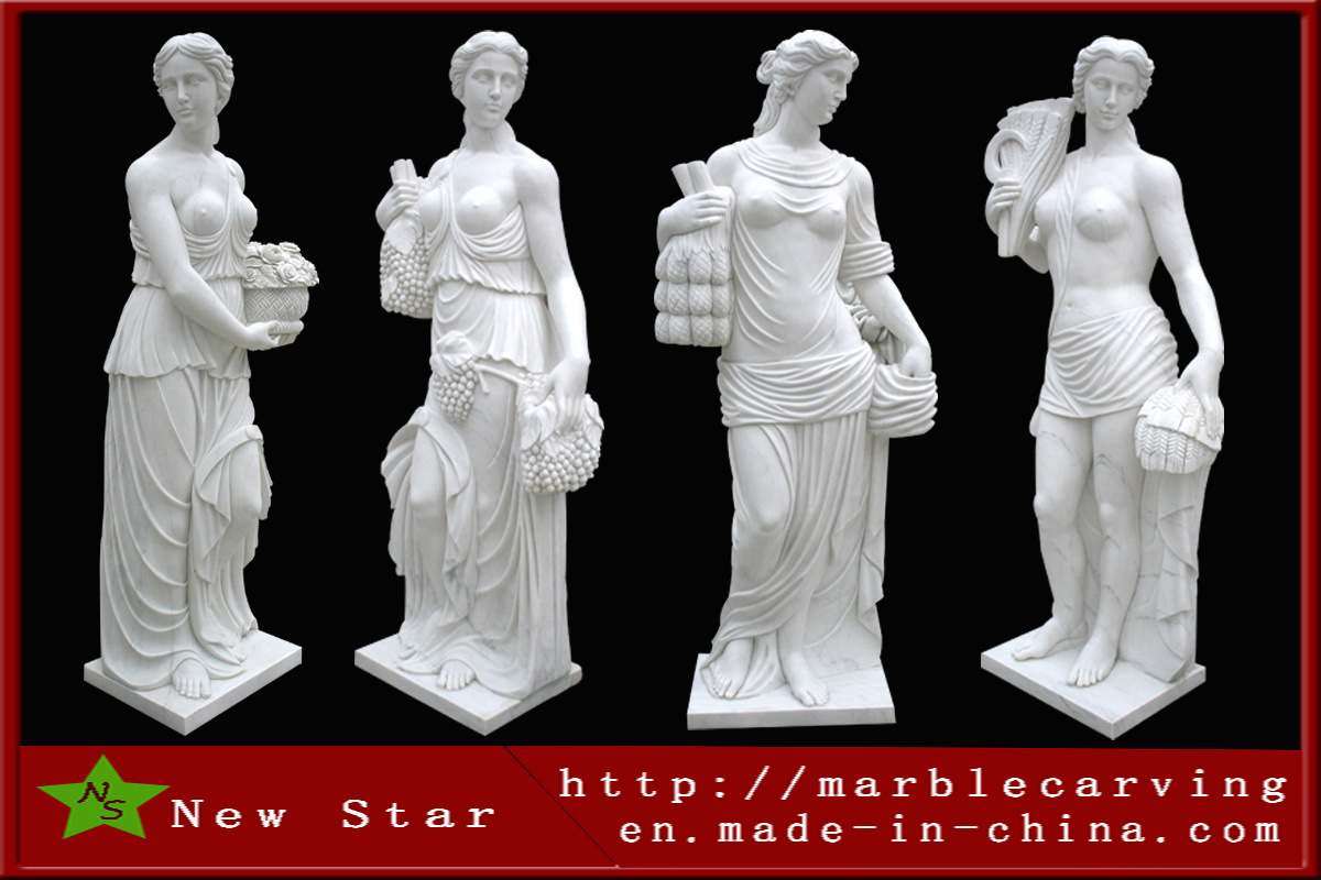 White Marble Female Four Season Sculpture Stone Carving Statues