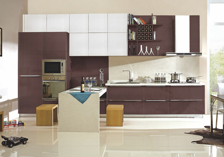 Liner Style High Gloss Lacquer Finish Kitchen Cabinet