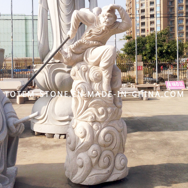 Modern Carved Monkey King Granite Stone Statue Sculpture for Sale