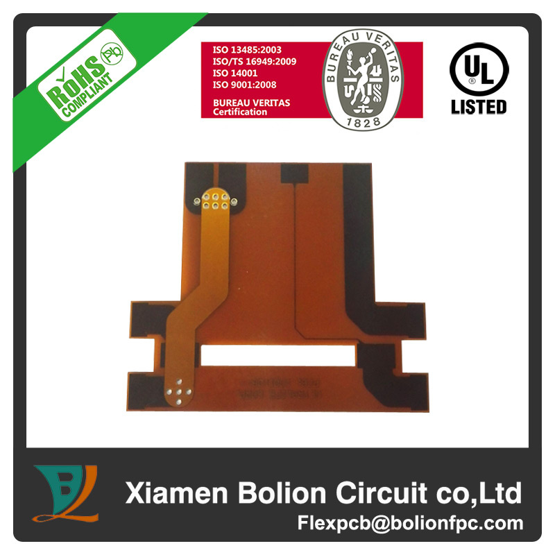 Double-Sided Flexible PCB with Aluminum Stiffener, Minimum Via Is 0.2mm