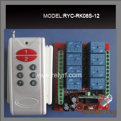 8 Way Learning 12V Wireless Remote Control Switch (RYC-RK08S-12)