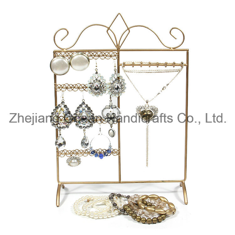 Countertop Rotating Wrought Iron Jewelry Display Shelf (wy-4436)