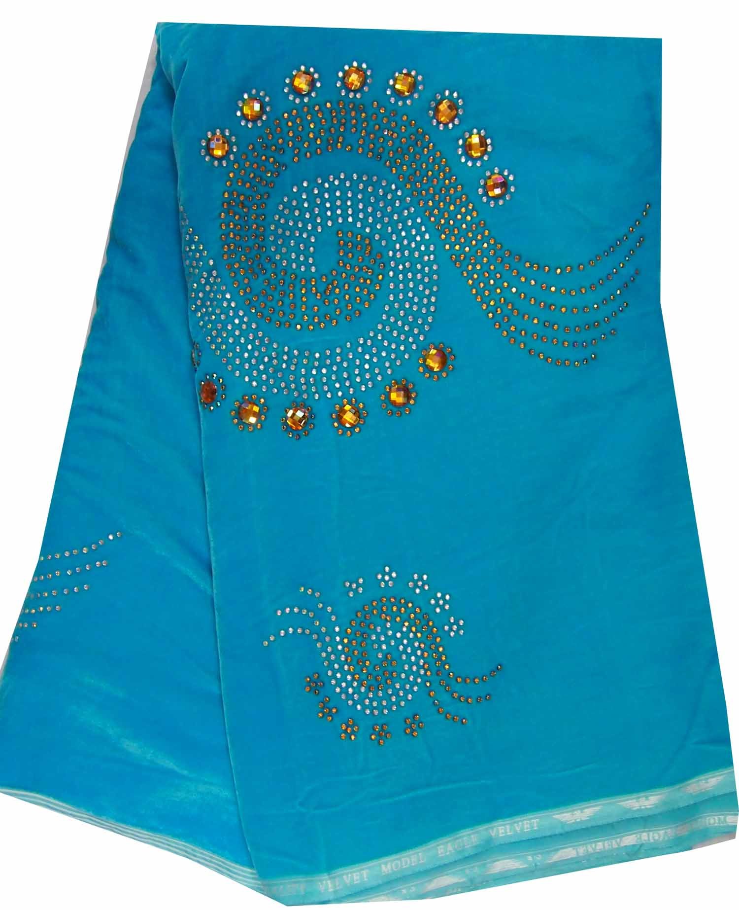Fashion African Women Velvet Fabric Cl4022-1 T Blue