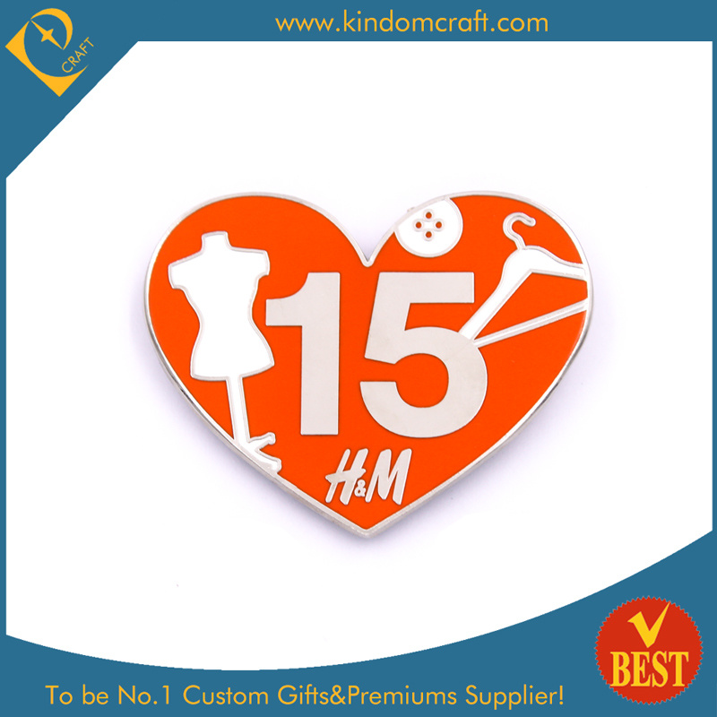 2015 Custom Heart Shape Imitation Hard Emamel Pin Badge