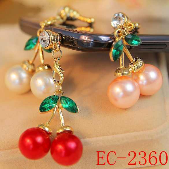 Ec-2360 Beads Gemstone Cherry Cellphone Dust Plug