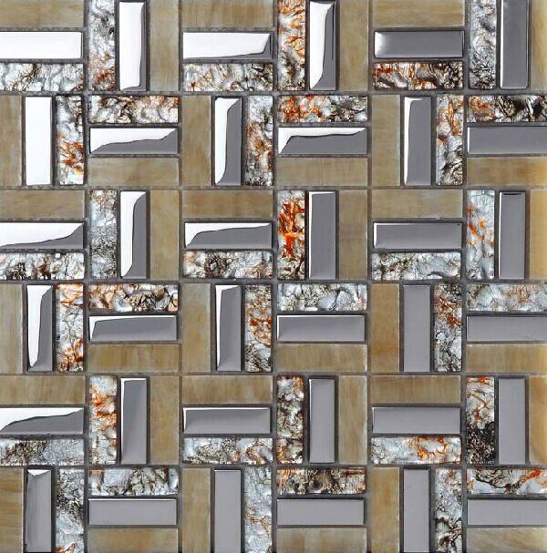 Glass Mix Stainless Steel Tile Home Wall Decoration