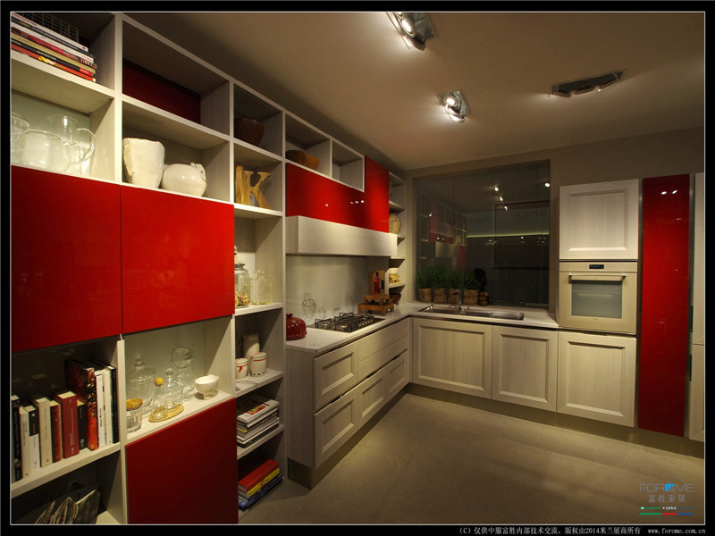 2015 Welbom Red and White Lacquer Modular Kitchen Cabinet