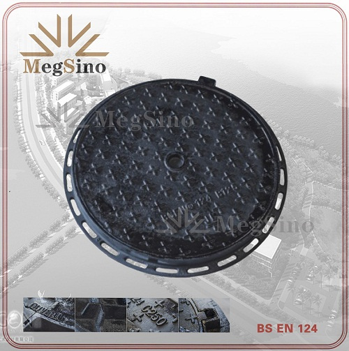 Ductile Iron Manhole Cover for Pavement Access with Round Frame