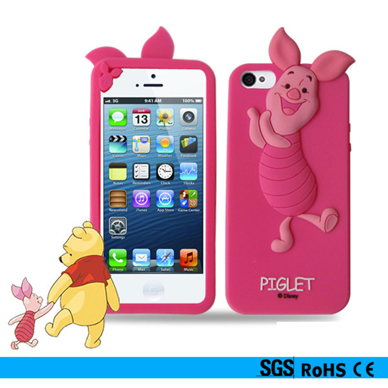 Cute 3D Cartoon Silicon Bumper Phone Case for iPhone 4G/5g/6g