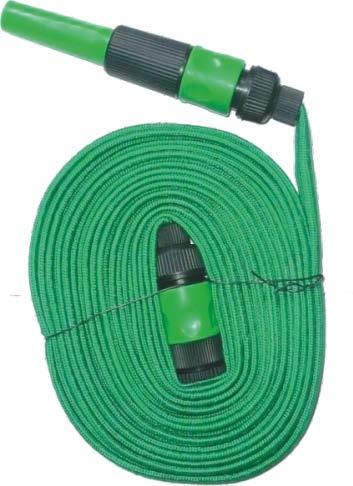 8m, 10m, 15m Fitted Green Fabric Flat Garden Hose