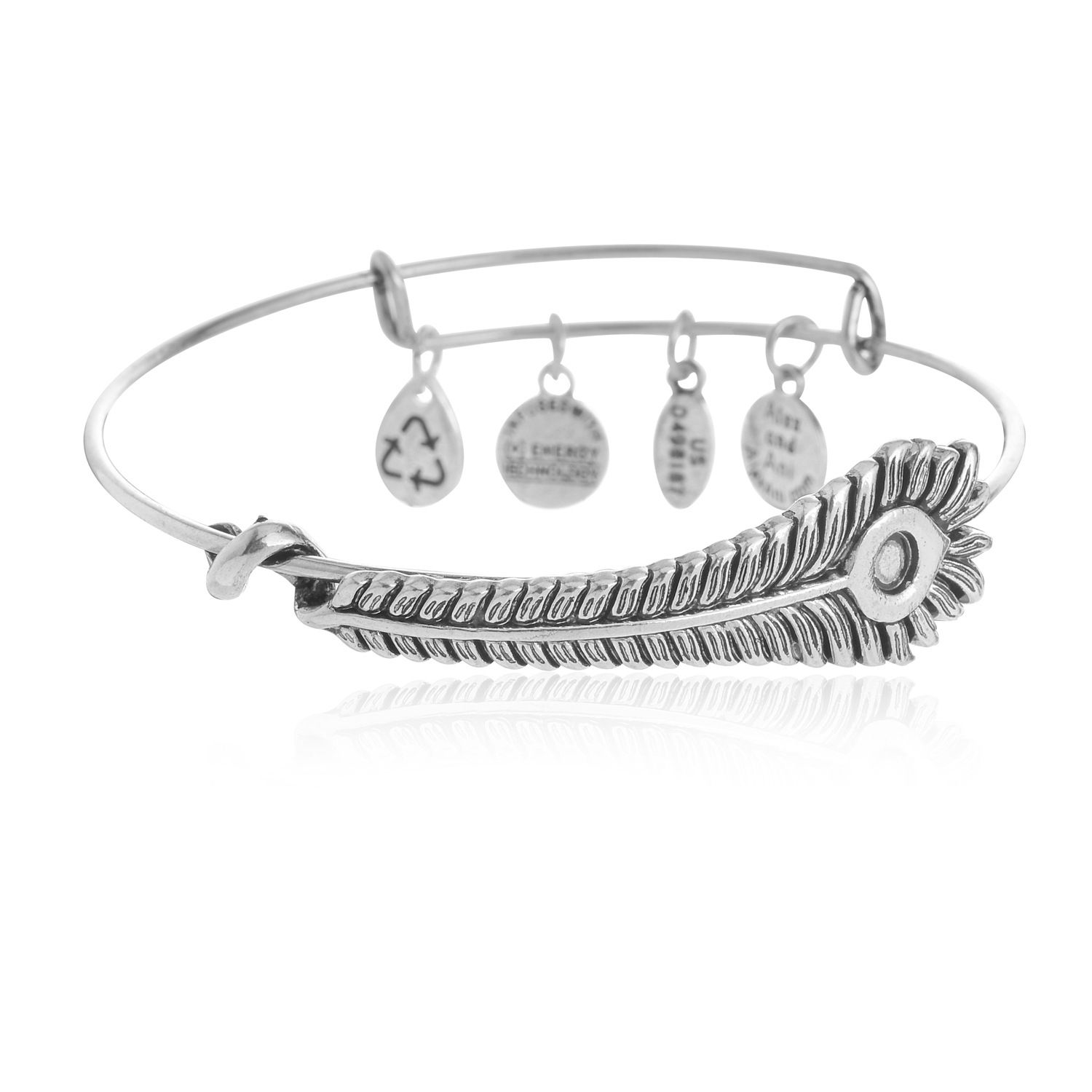Fahison Feather Style Silve Plating Bangle