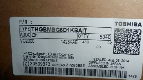 Thgbmbg5d1kbait Toshiba Managed Nand Flash Serial E-MMC 32g-Bit 153-Pin Fbga