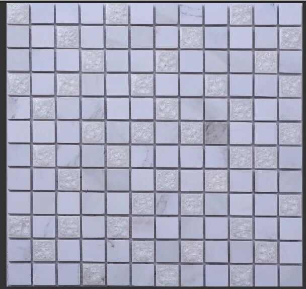 2015 New Design White Ice Ceramic Glass Mosaic Tile