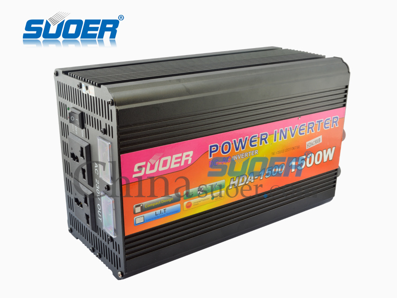 Solar Power Inverter 1500W Modified Sine Wave Power Inverter 24V to 220V Auto Power Inverter for Home Use (HDA-1500B)