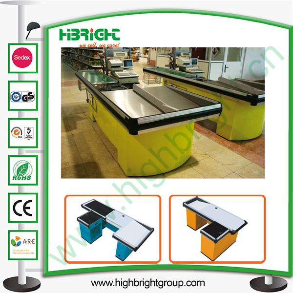 Supermarket Cash Counters with Convey Belt and Length Customized