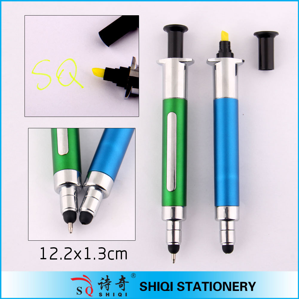 3 in 1 Syringe Shape Highlighter Pen Stylus Pen