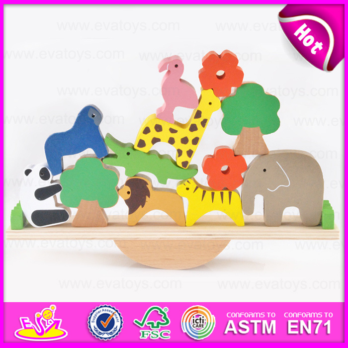Educational Funny Wooden Balance Toy for Kids, Wooden Animals Balance Blocks Toy for Children W11f052