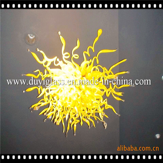 Yellow Sharpen Blown Glass Ornament Chandelier Lighting for Decoration