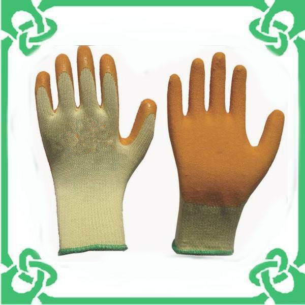 Yellow Crinkly Coated Latex Work Glove for Safe Working