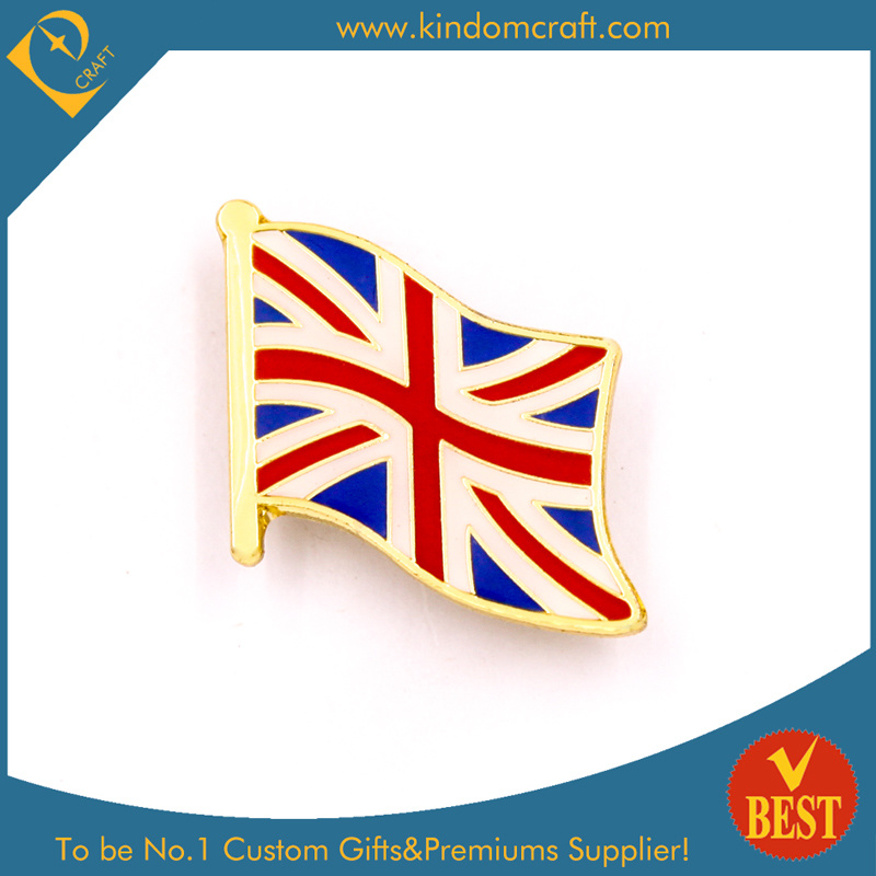 High Quality Flag Golden Plated Metal Pin Badge