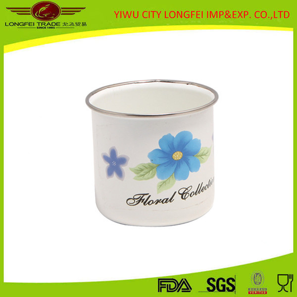 2015 New Design Enamel Mug with Elegant Decal