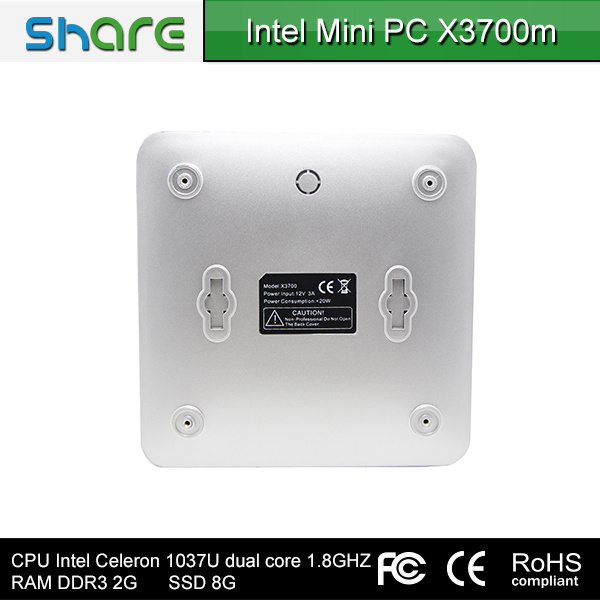Share Powerful HD Mini PC with Intel 1037u Dual Core 1.8GHz Windows Linux 4G RAM 500g HDD HD Graphics L3 2MB Uni-Box 12*1