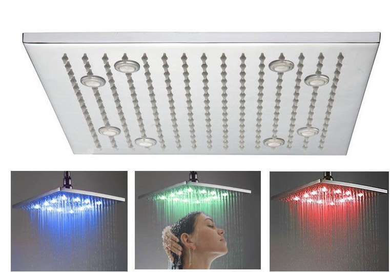 400*400mm 3 Color Change LED Light Overhead Shower