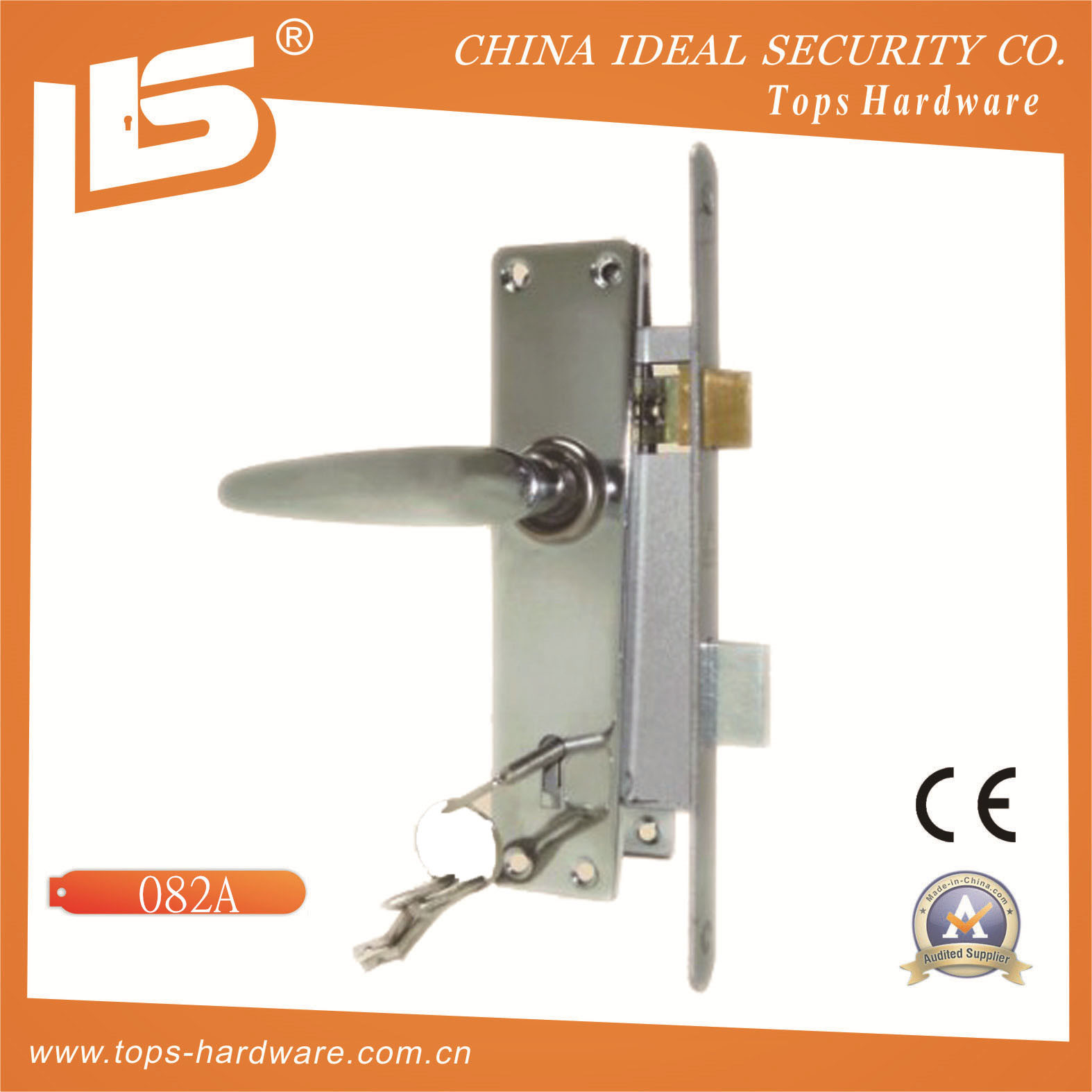 Aluminum Handle Iron Plate Mortise Lockset (082A)